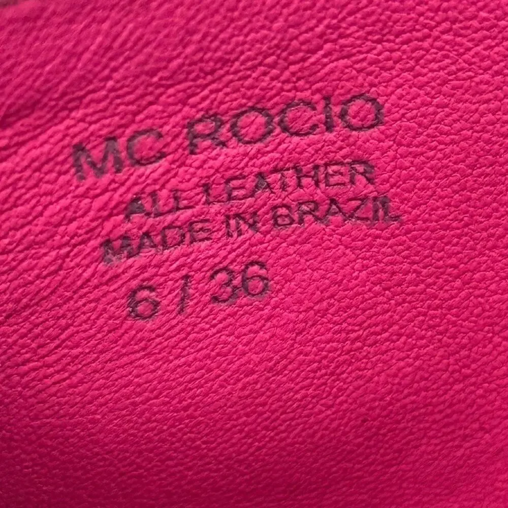 Mercedes Castillo Rocio All Leather Espadrille High Heel Sandals Pink Shoes sz 6